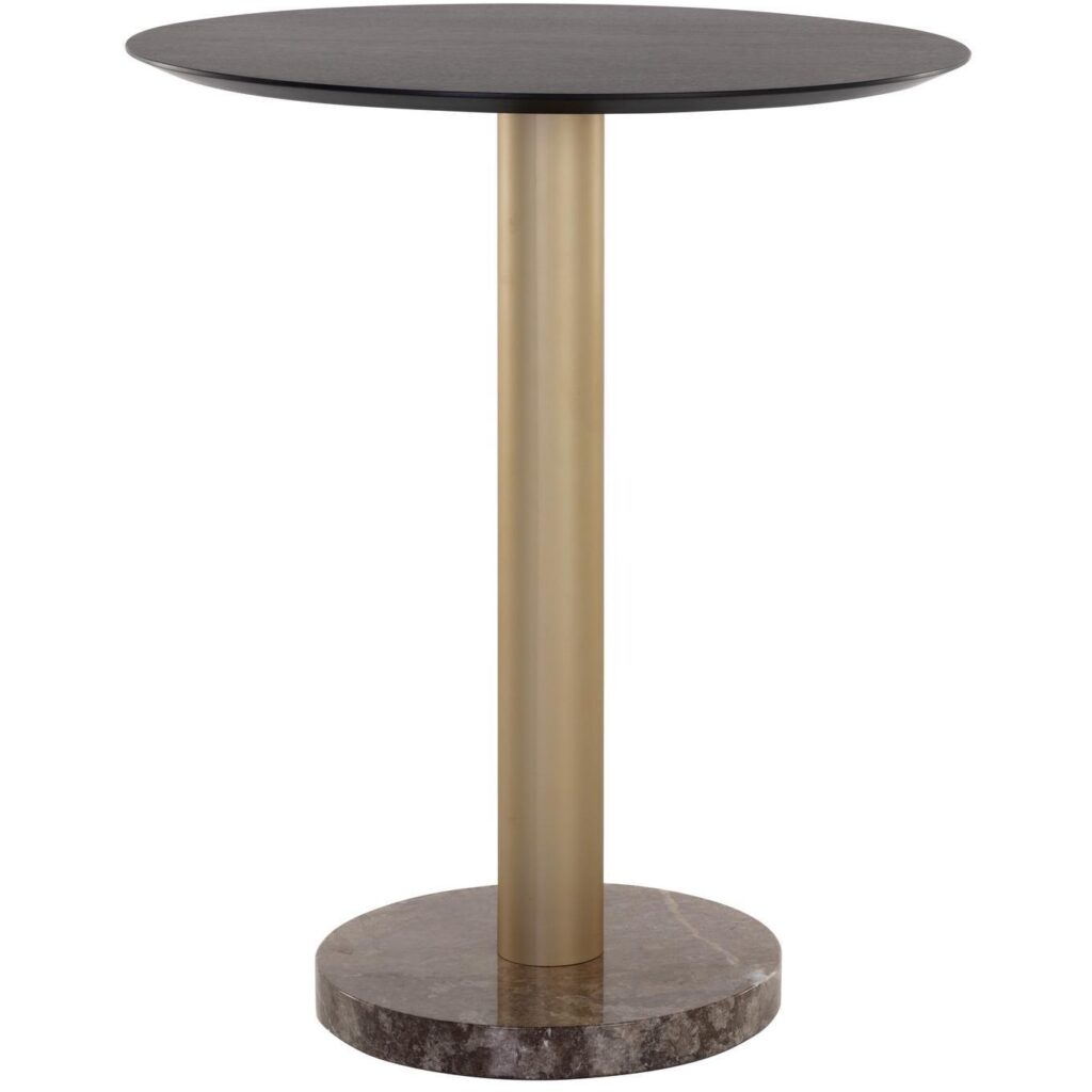 Monaco Bar Table - Gold - Grey Marble / Charcoal Grey - Image 2