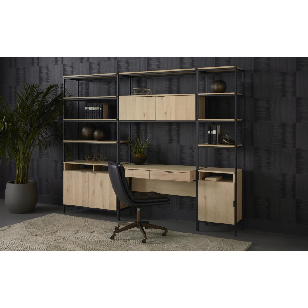 Ambrose Modular Bookcase - Small - Rustic Oak - Black - Image 7