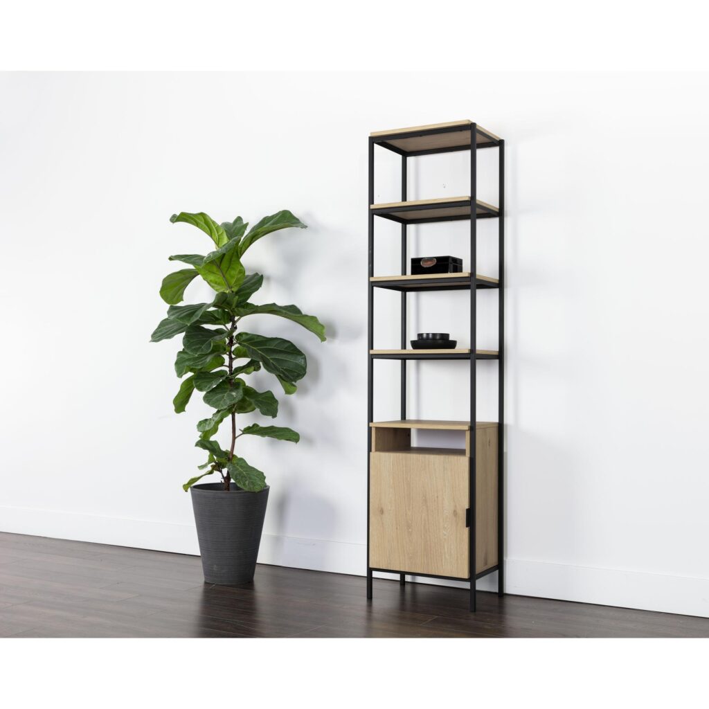 Ambrose Modular Bookcase - Small - Rustic Oak - Black - Image 5