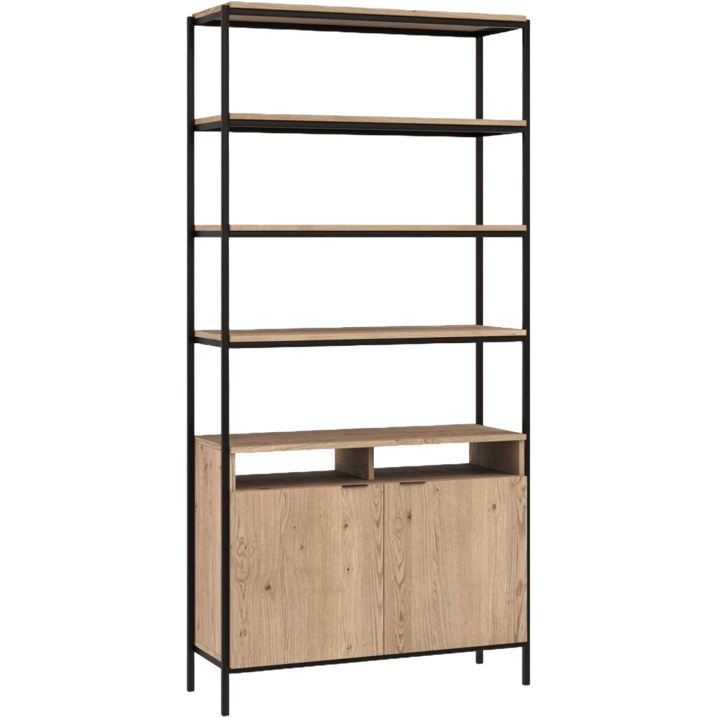 Ambrose Modular Bookcase - Large - Rustic Oak - Black