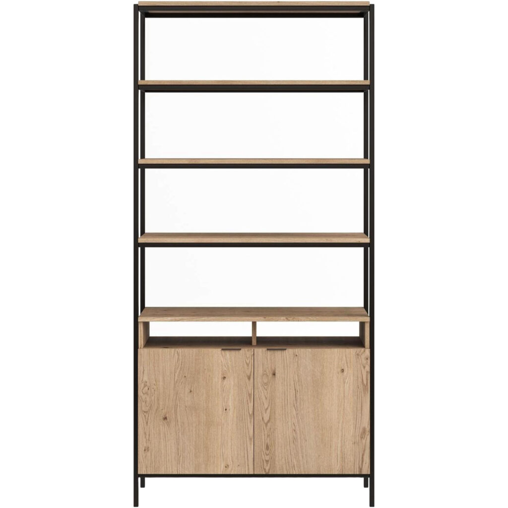 Ambrose Modular Bookcase - Large - Rustic Oak - Black - Image 2