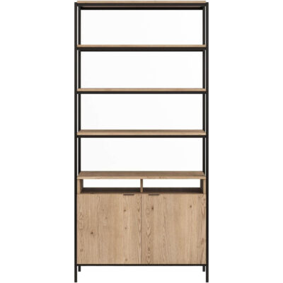 Ambrose Modular Bookcase - Large - Rustic Oak - Black 108794 108794 AMBROSE MODULAR BOOKCASE LARGE RUSTIC OAK BLACK 2