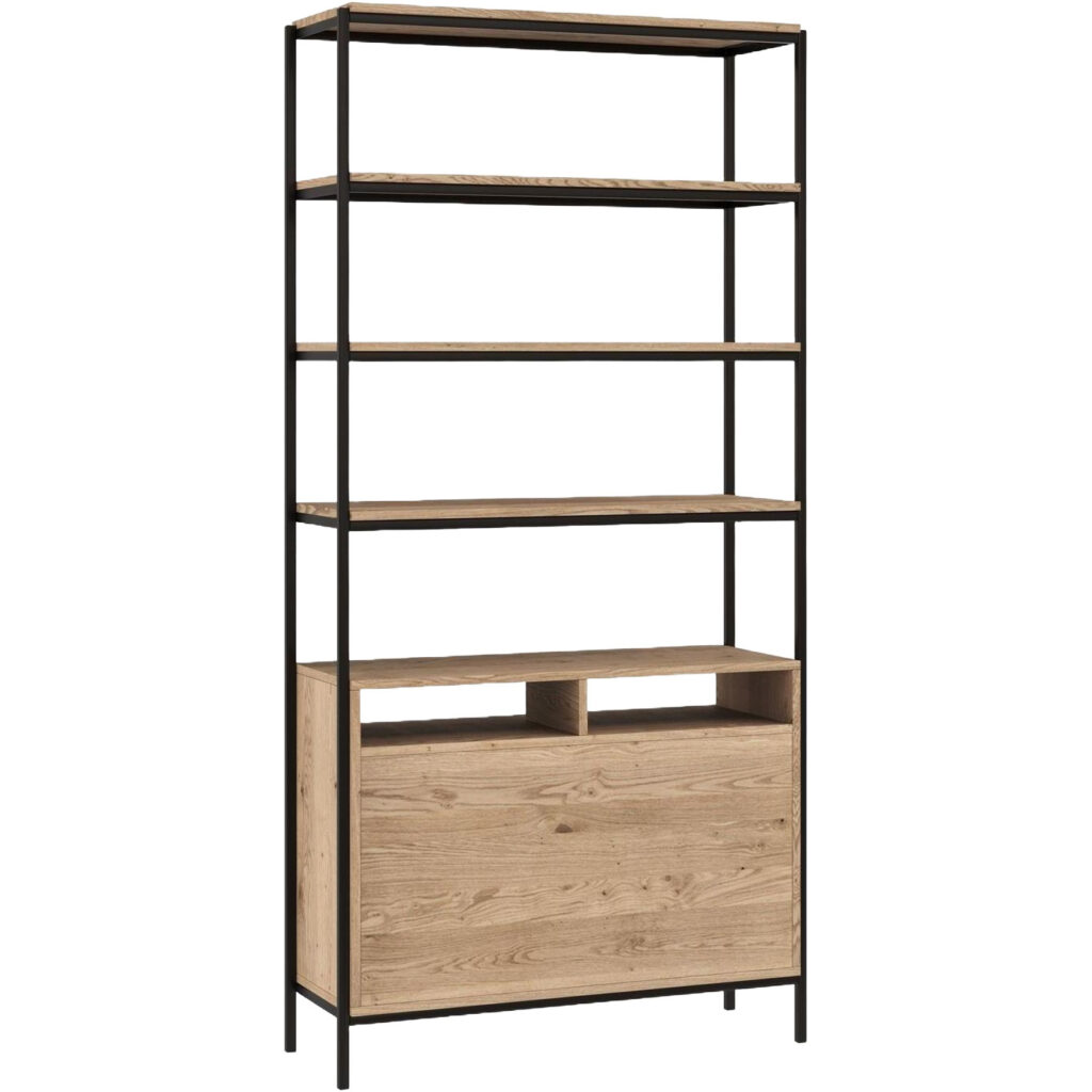 Ambrose Modular Bookcase - Large - Rustic Oak - Black - Image 4