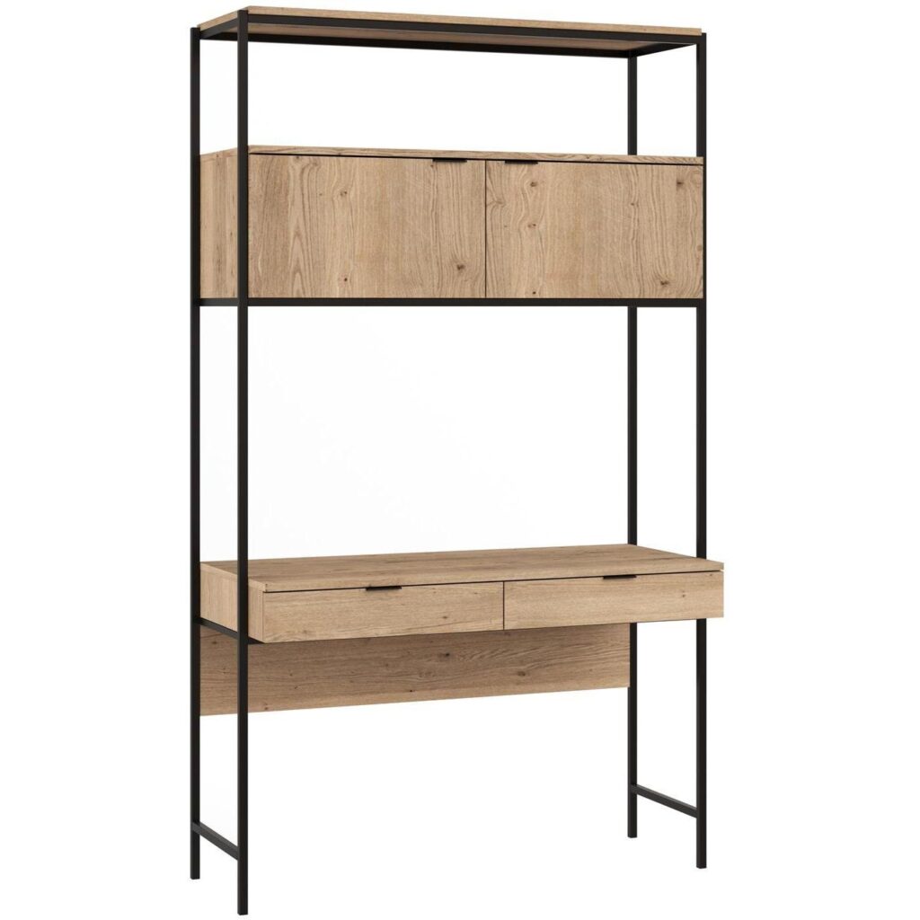 Ambrose Modular Wall Desk - Rustic Oak - Black