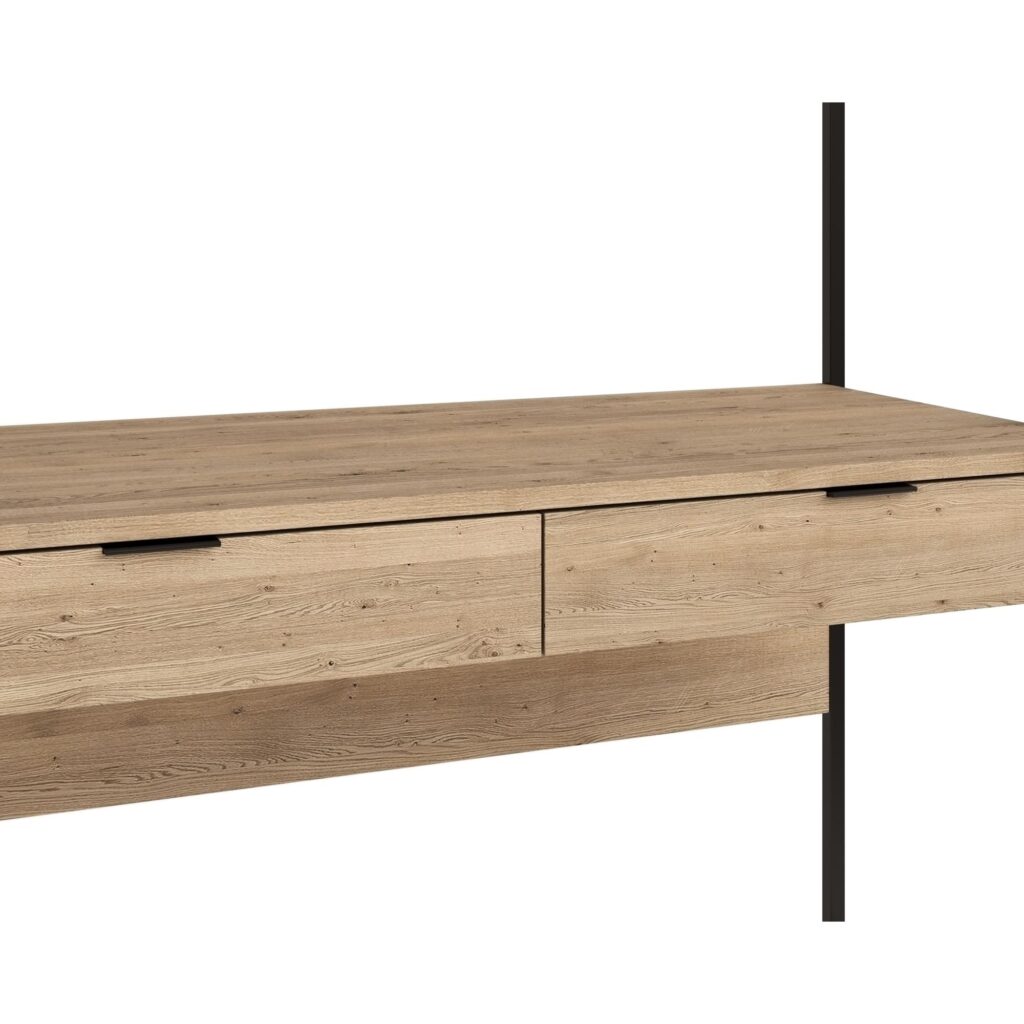 Ambrose Modular Wall Desk - Rustic Oak - Black - Image 5