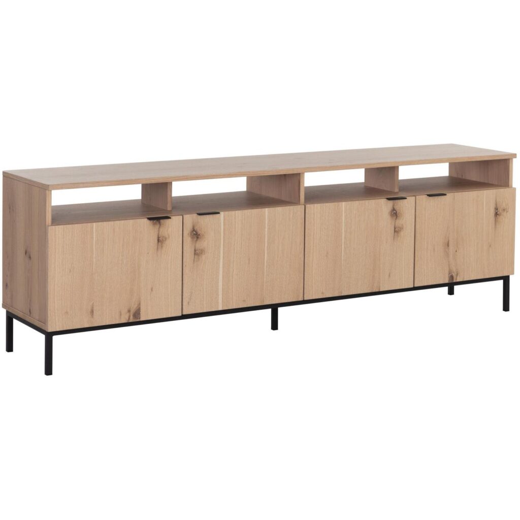 Ambrose Modular Media Console And Cabinet - Rustic Oak - Black