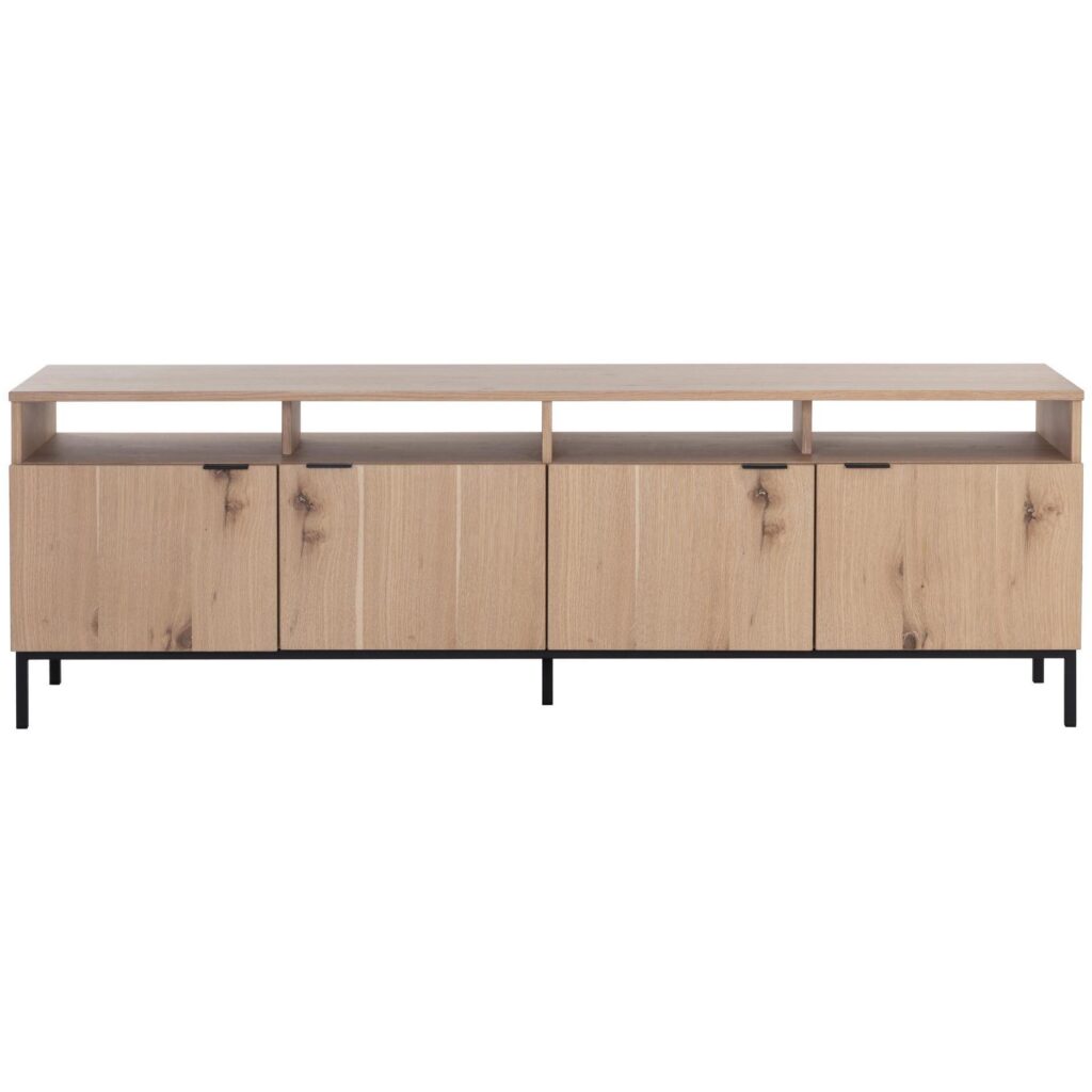 Ambrose Modular Media Console And Cabinet - Rustic Oak - Black - Image 2