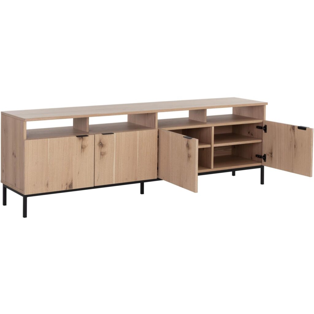 Ambrose Modular Media Console And Cabinet - Rustic Oak - Black - Image 3