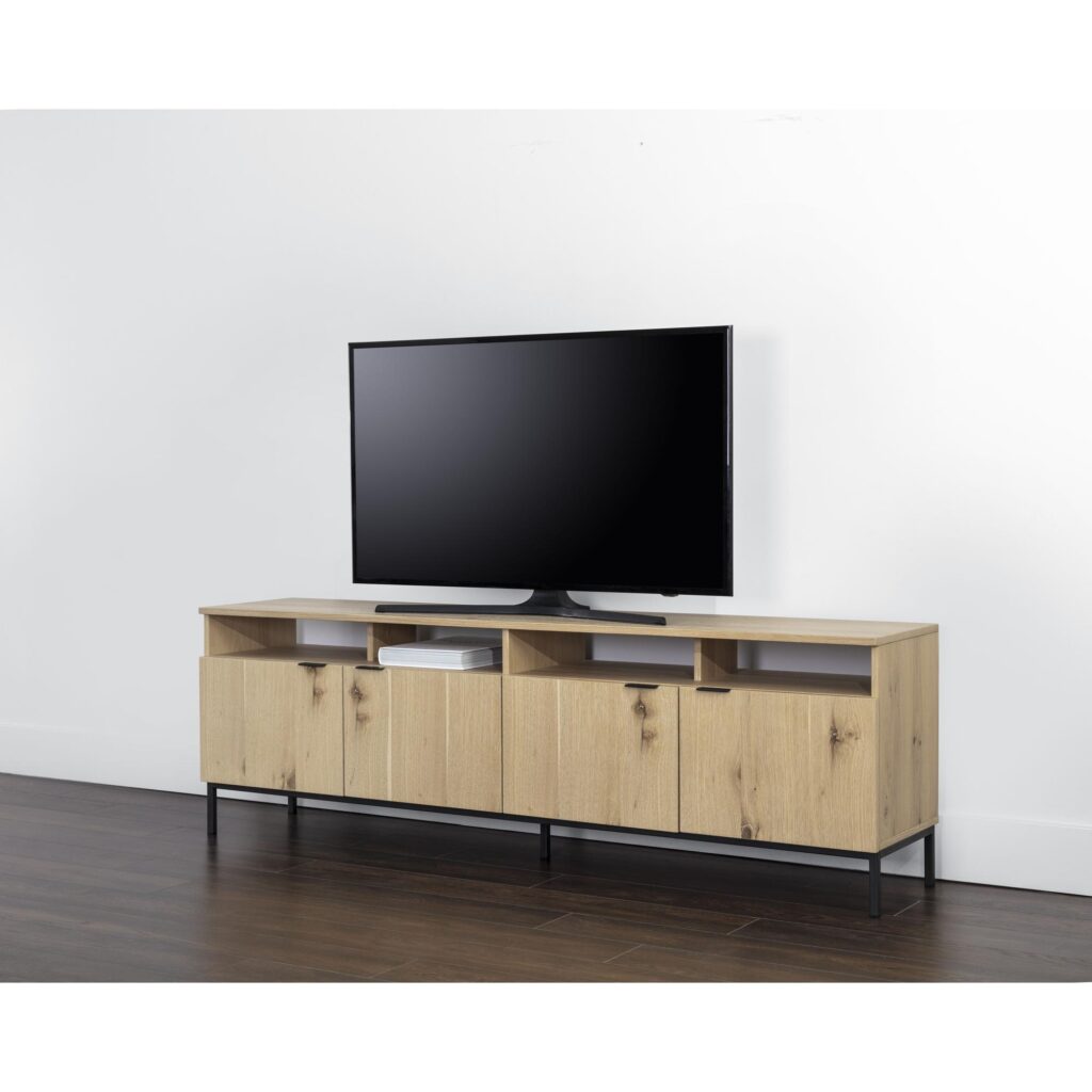 Ambrose Modular Media Console And Cabinet - Rustic Oak - Black - Image 4