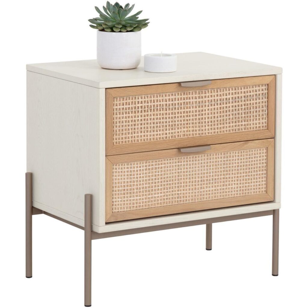 Avida Nightstand - Champagne Gold - Cream/Natural