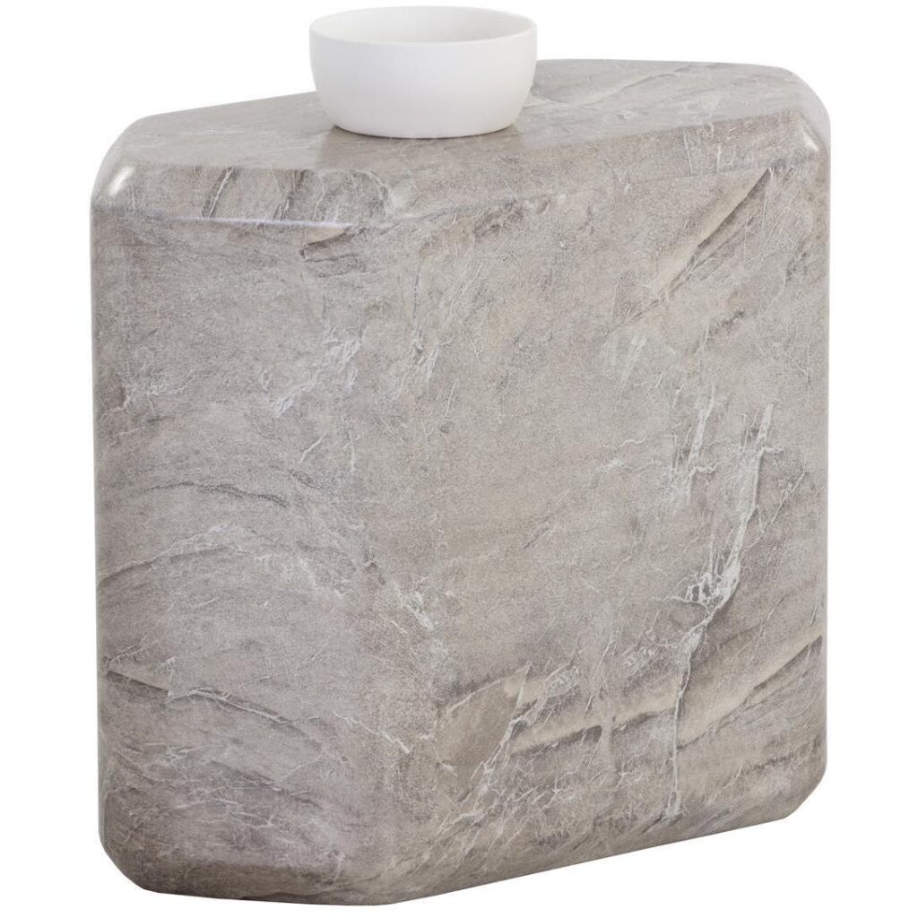 Spezza End Table - Low - Marble Look - Grey