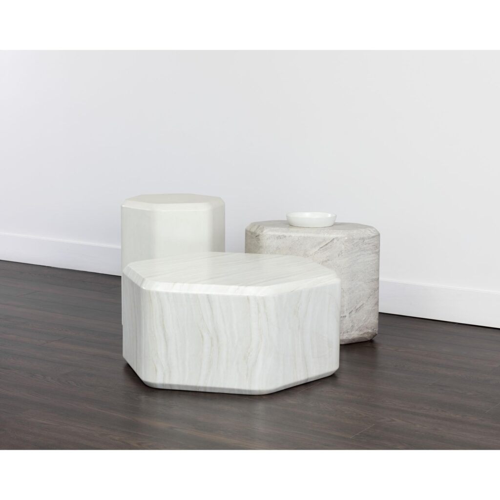 Spezza End Table - Low - Marble Look - Grey - Image 9