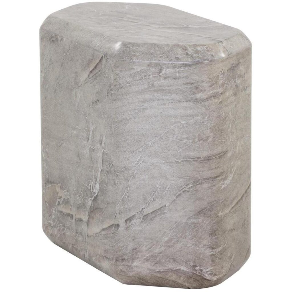 Spezza End Table - Low - Marble Look - Grey - Image 4