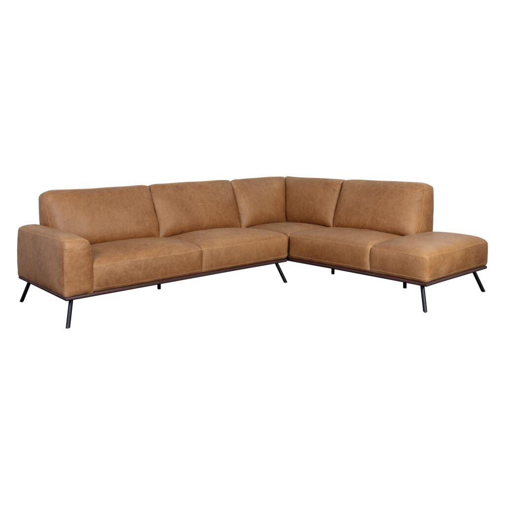 Brandi Sofa Chaise - Raf - Camel Leather