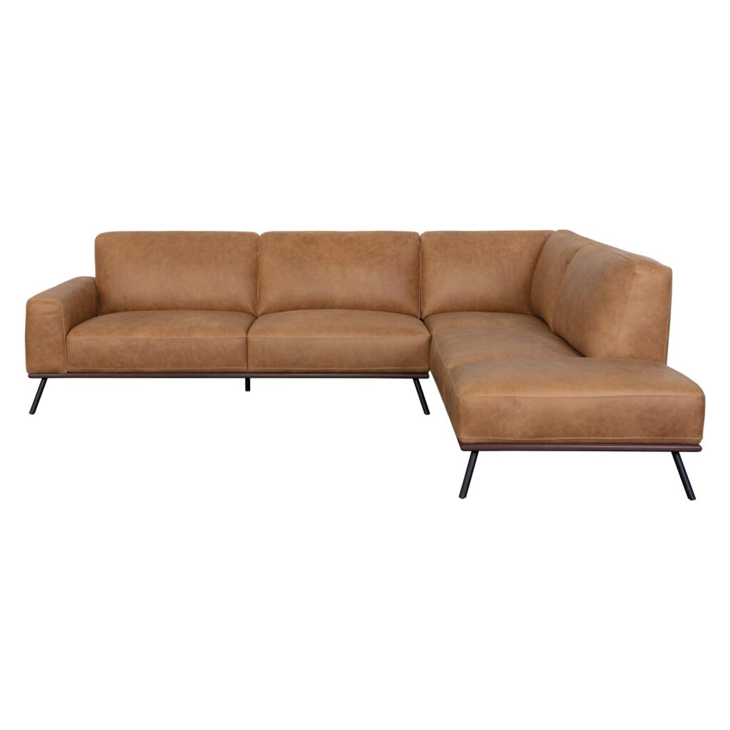 Brandi Sofa Chaise - Raf - Camel Leather - Image 2