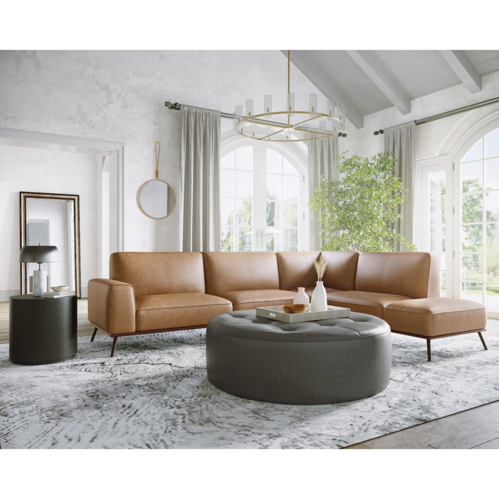 Brandi Sofa Chaise - Raf - Camel Leather - Image 9