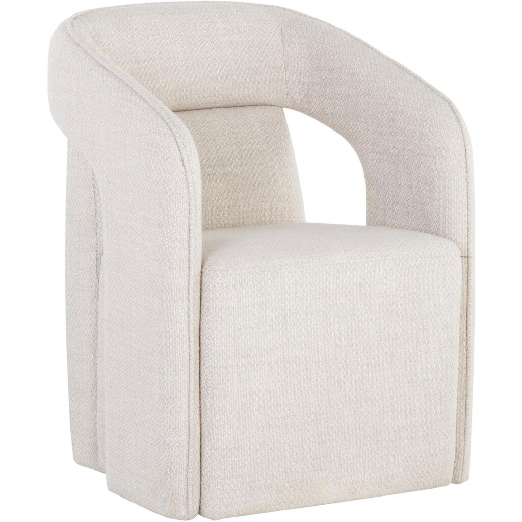 Kendrick Wheeled Dining Armchair - Moto Stucco