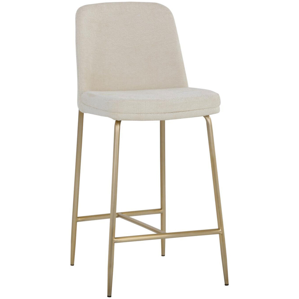 Zeke Counter Stool - Antique Brass - Bergen Ivory