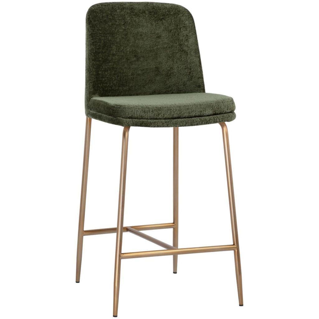 Zeke Counter Stool - Antique Brass - Bergen Olive