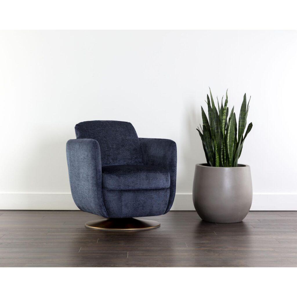 Gilley Swivel Lounge Chair - Bergen Navy - Image 5