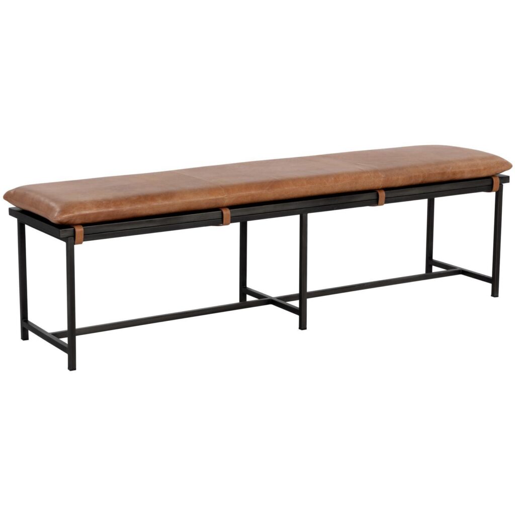 Zancor Bench - Gunmetal - Tan Leather