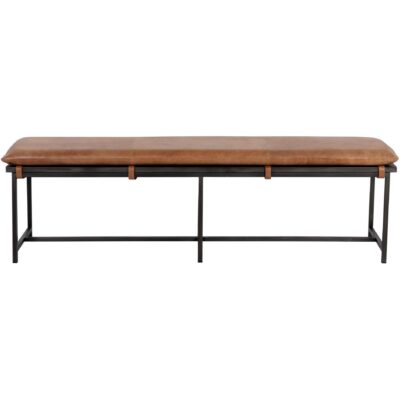 Zancor Bench - Gunmetal - Tan Leather 109404 109404 ZANCOR BENCH TAN LEATHER 1