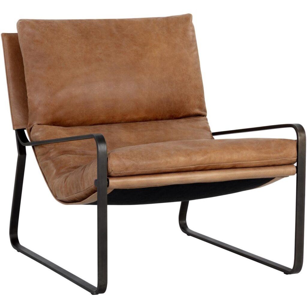 Zancor Lounge Chair - Gunmetal - Tan Leather