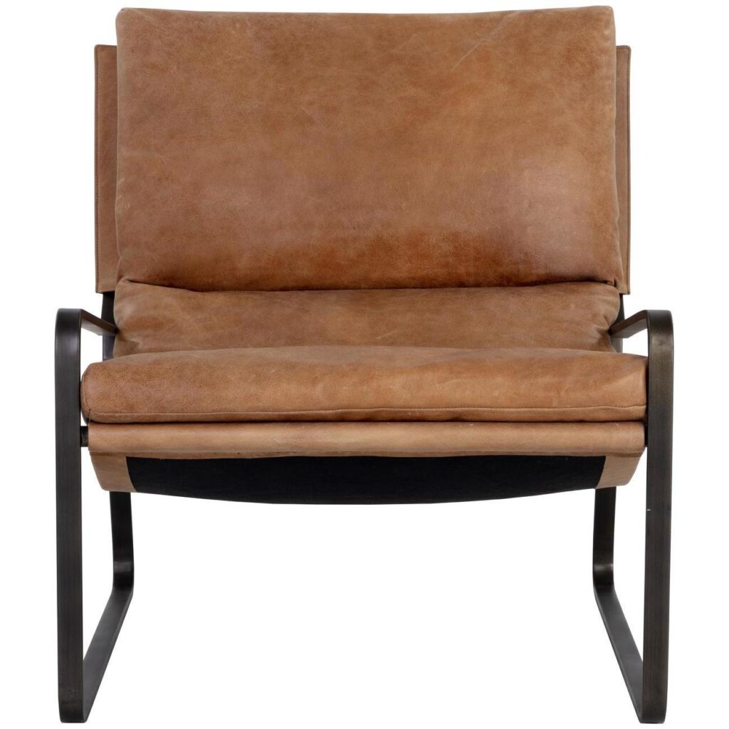 Zancor Lounge Chair - Gunmetal - Tan Leather - Image 2