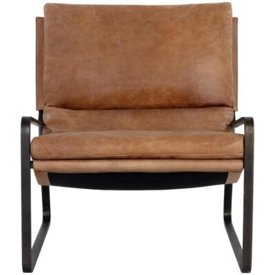 Zancor Lounge Chair - Gunmetal - Tan Leather 109559 109559 ZANCOR LOUNGE CHAIR TAN LEATHER 1