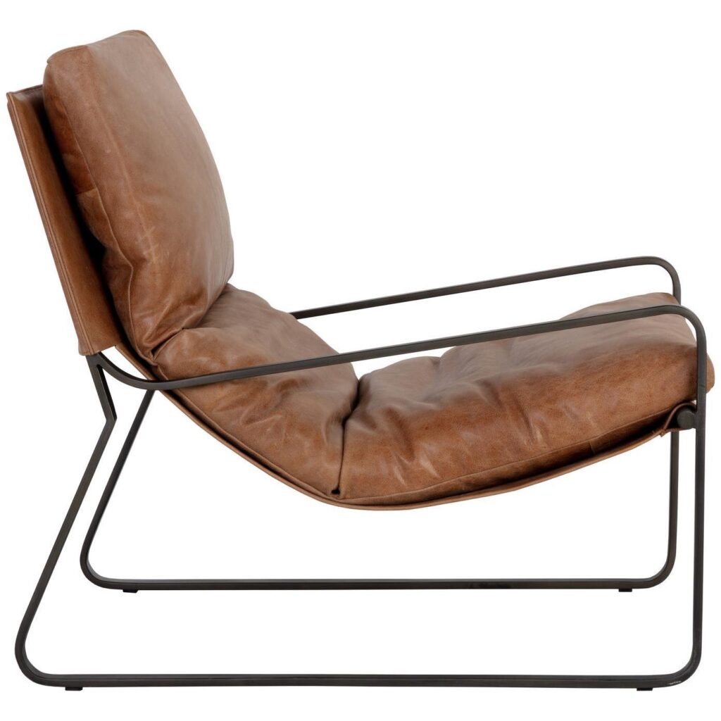 Zancor Lounge Chair - Gunmetal - Tan Leather - Image 3