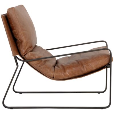 Zancor Lounge Chair - Gunmetal - Tan Leather 109559 109559 ZANCOR LOUNGE CHAIR TAN LEATHER 2