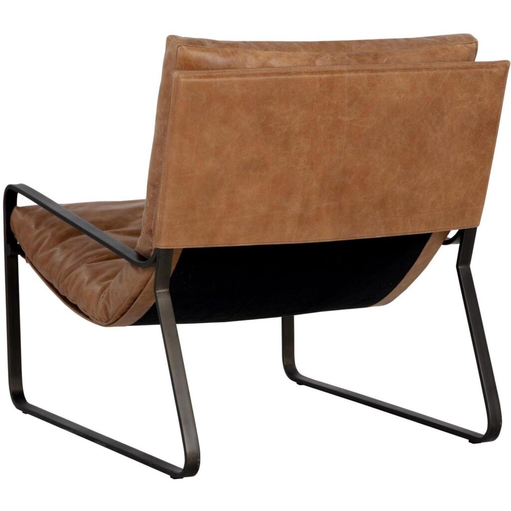 Zancor Lounge Chair - Gunmetal - Tan Leather - Image 4