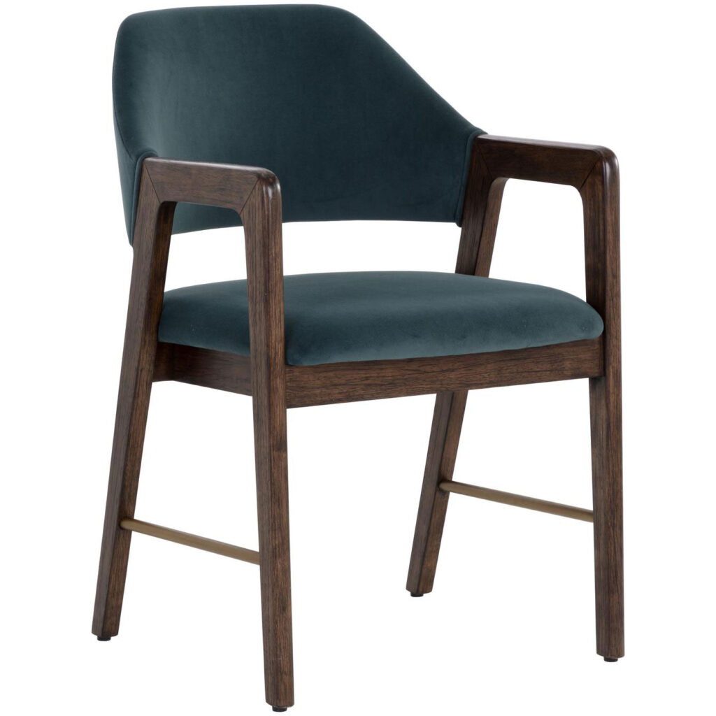 Milton Dining Armchair - Smoke Acacia - Meg Dusty Teal