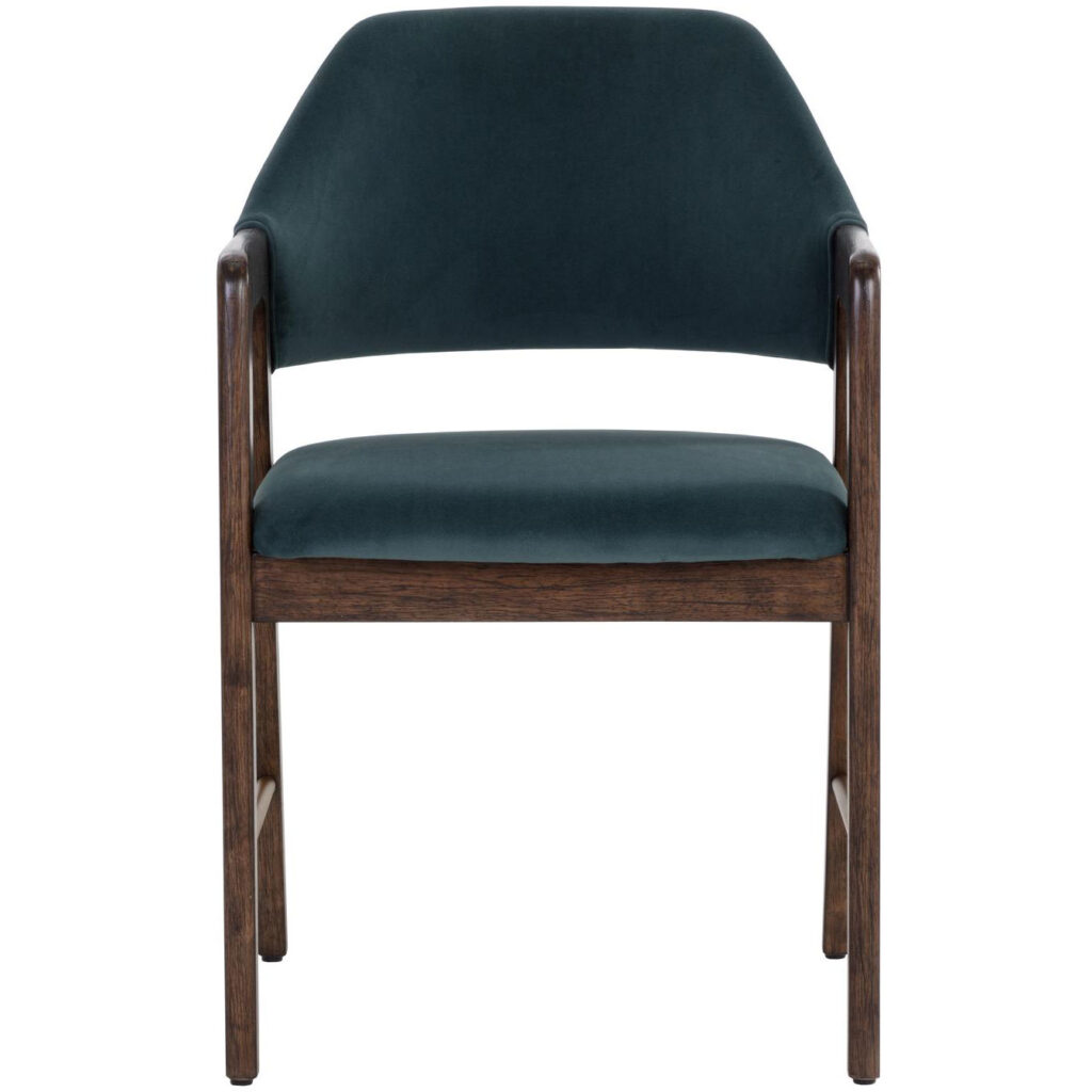 Milton Dining Armchair - Smoke Acacia - Meg Dusty Teal - Image 2