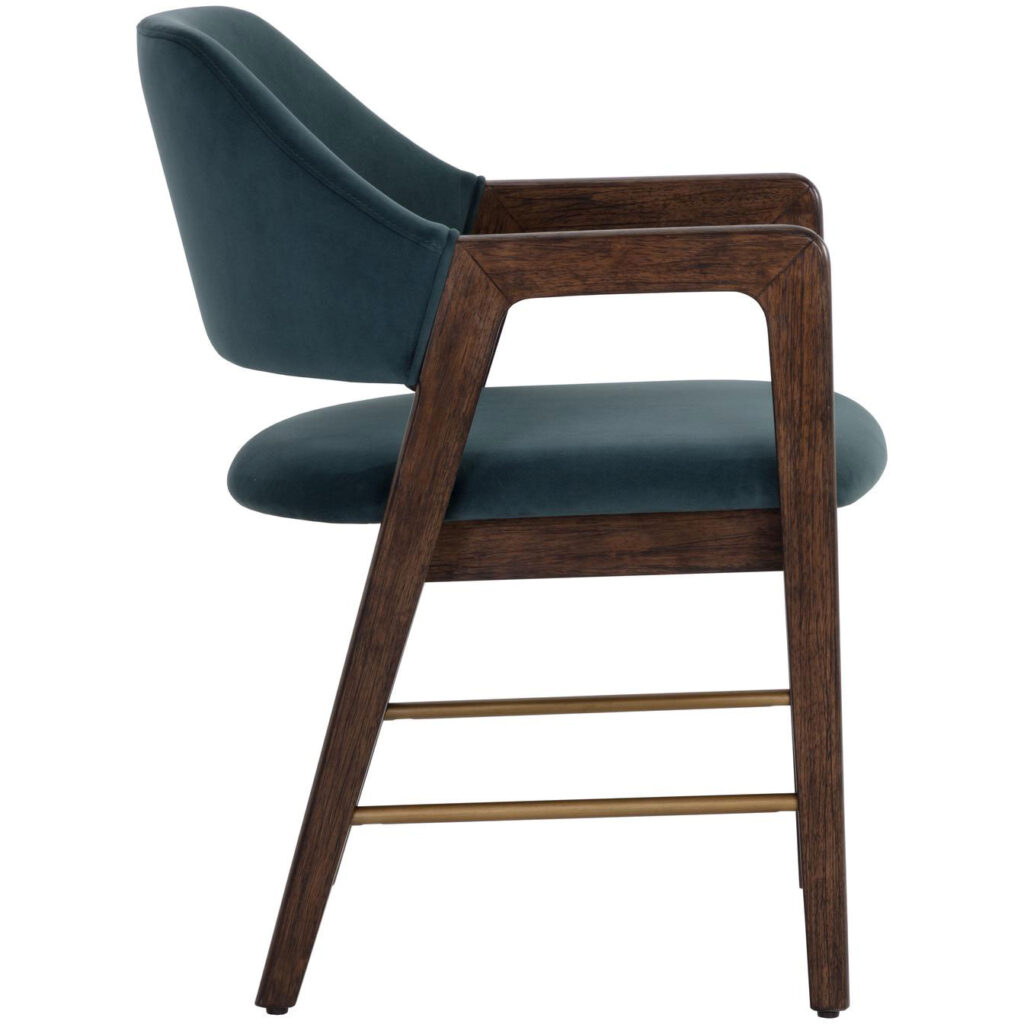 Milton Dining Armchair - Smoke Acacia - Meg Dusty Teal - Image 3