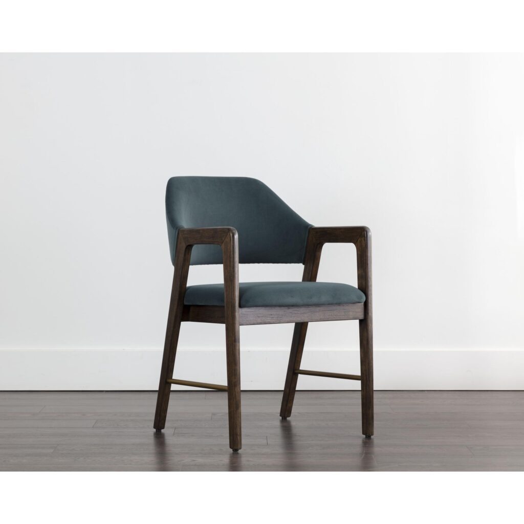 Milton Dining Armchair - Smoke Acacia - Meg Dusty Teal - Image 5