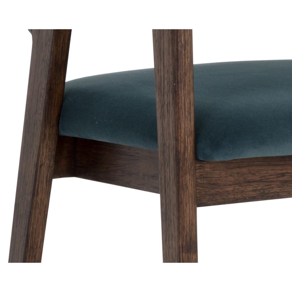 Milton Dining Armchair - Smoke Acacia - Meg Dusty Teal - Image 6