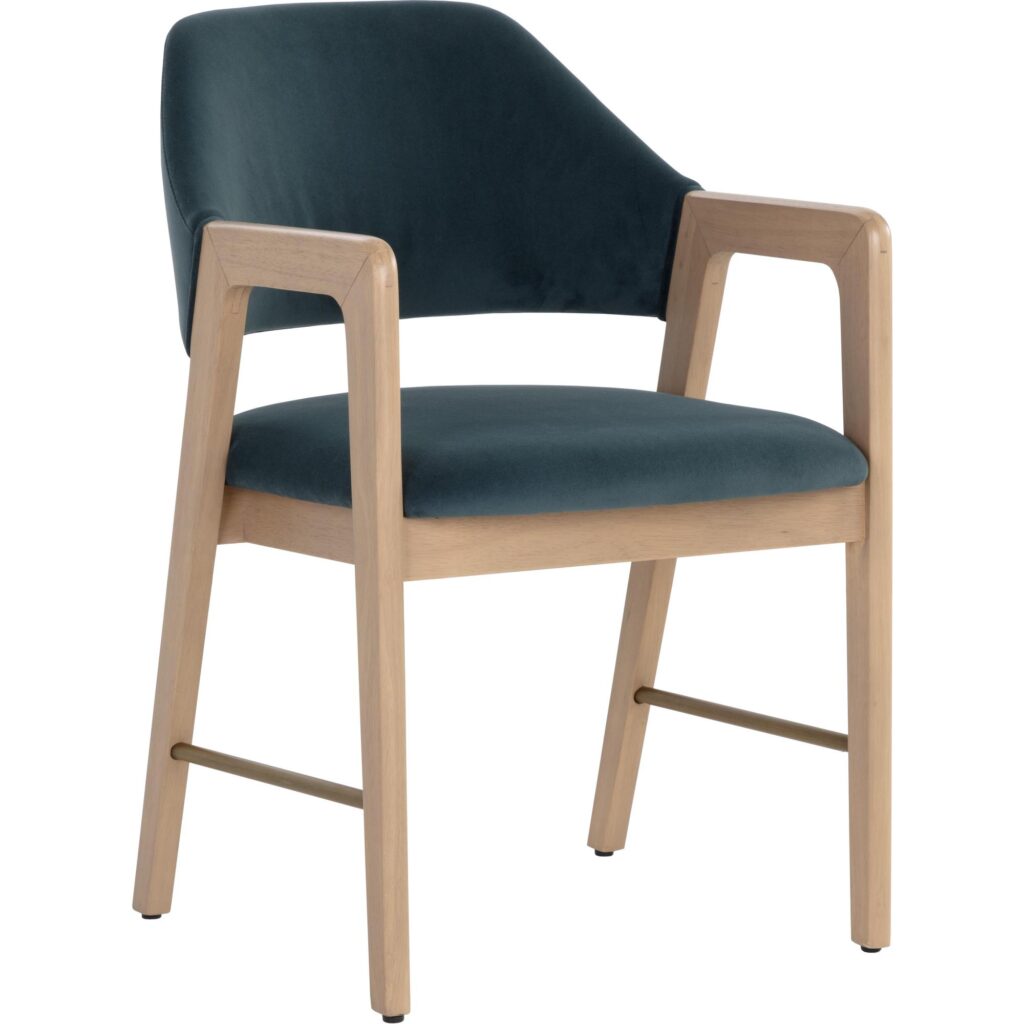 Milton Dining Armchair - Light Wash - Meg Dusty Teal