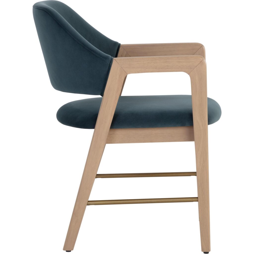 Milton Dining Armchair - Light Wash - Meg Dusty Teal - Image 3