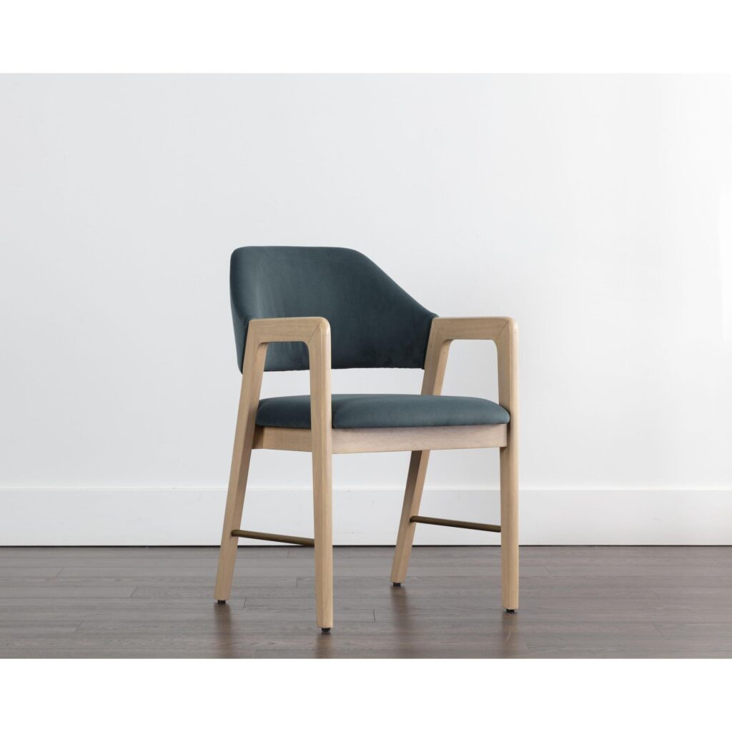 Milton Dining Armchair - Light Wash - Meg Dusty Teal - Image 5