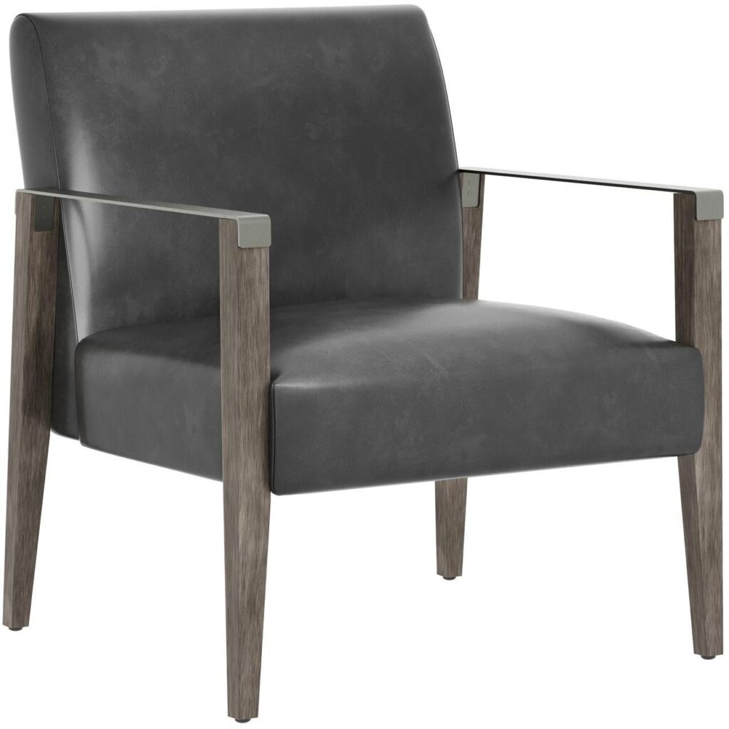 Earl Lounge Chair - Ash Grey - Brentwood Charcoal Leather