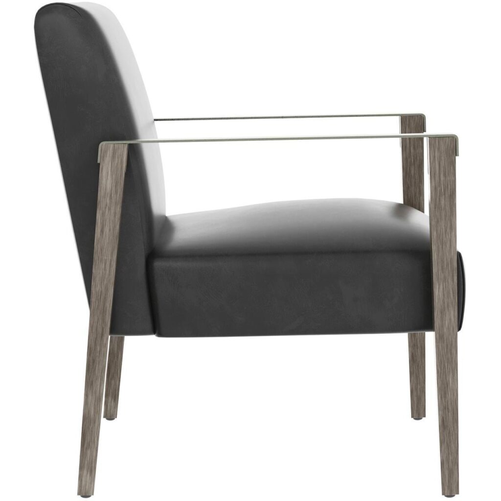 Earl Lounge Chair - Ash Grey - Brentwood Charcoal Leather - Image 3