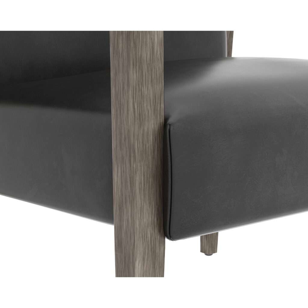 Earl Lounge Chair - Ash Grey - Brentwood Charcoal Leather - Image 5