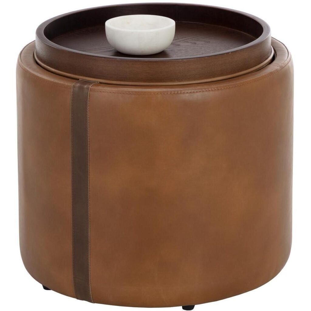 Borelli Storage Ottoman - Tobacco Tan / Autumn Chestnut