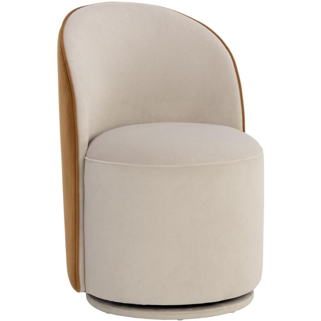 Cavoli Swivel Dining Chair - Meg Taupe / Meg Gold