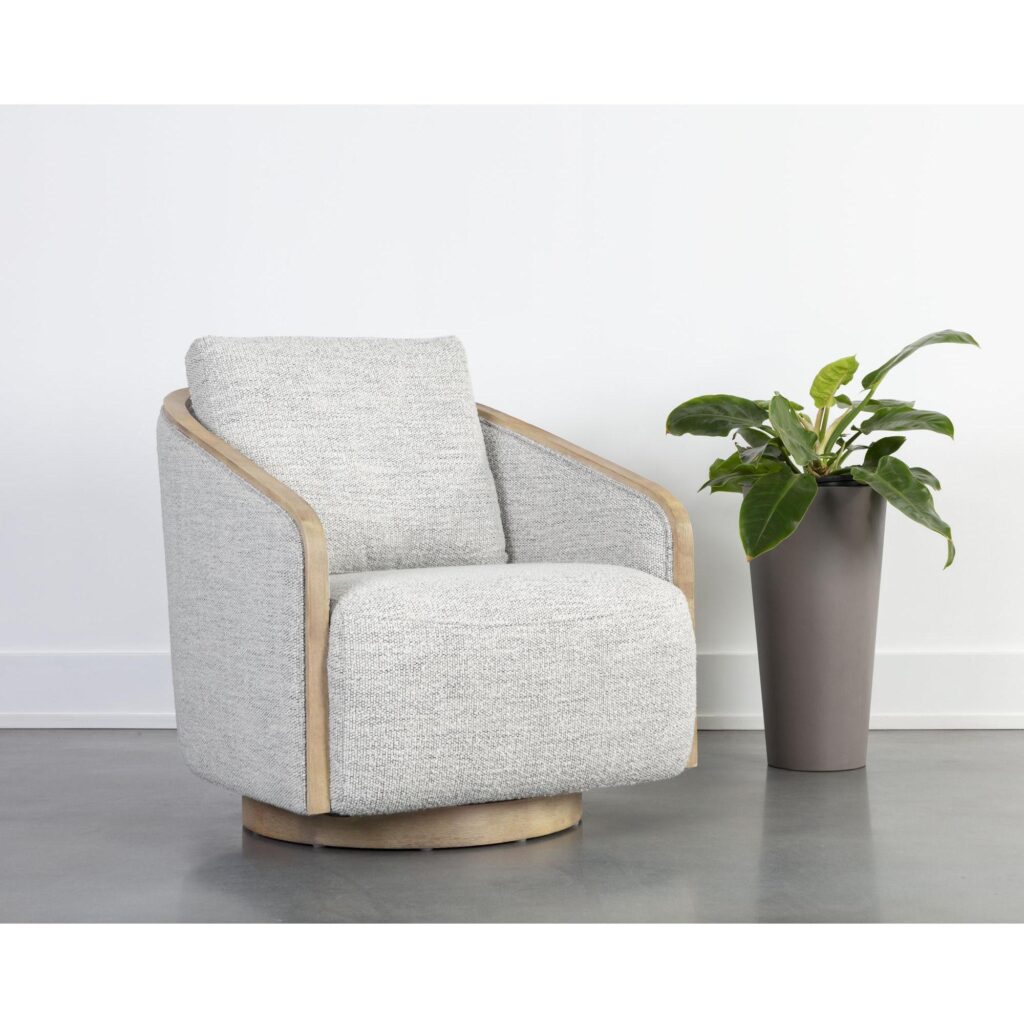 Tasia Swivel Lounge Chair - Merino Cotton - Image 5