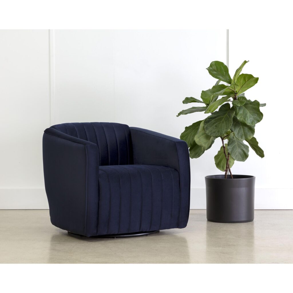 Garrison Swivel Lounge Chair - Abbington Navy - Image 5