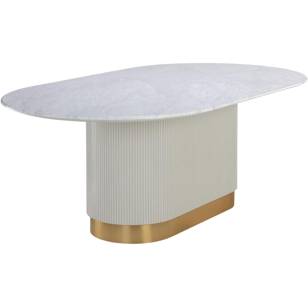 Paloma Dining Table - Oval - White Marble - 84" - Image 2