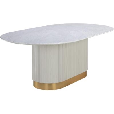 Paloma Dining Table - Oval - White Marble - 84" 110254 110254 PALOMA DINING TABLE GOLD WHITE MARBLE 84 1