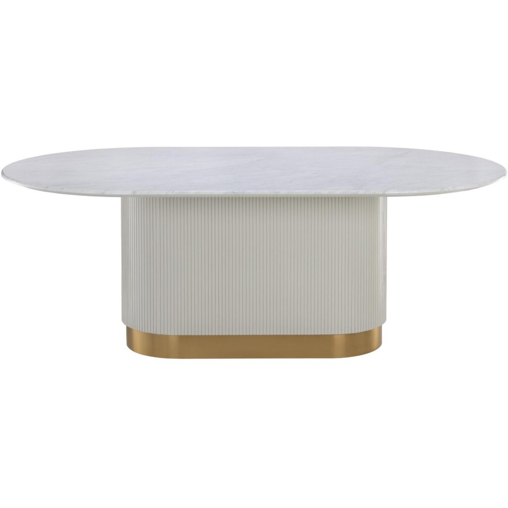 Paloma Dining Table - Oval - White Marble - 84" - Image 3